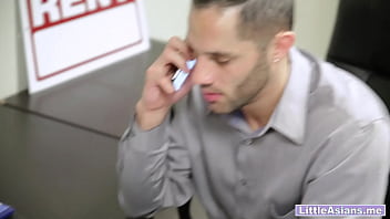 Horny Asian MILF Lexi Mansfield played with wet pussy in front of the bad boss