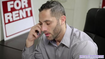 Horny Asian MILF Lexi Mansfield played with wet pussy in front of the bad boss