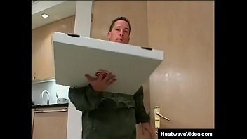 Bored and lonely big titty cougar orders a pizza but she is far more interested in good looking boy than in the pizza pie