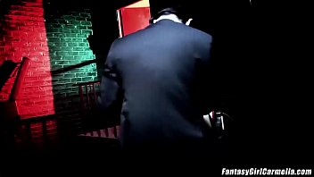 Busty girl dominated and punished in dungeon swallows hot cum