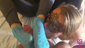 Foot-sock fetish with two girls