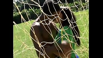 Lusty latina with round ass Monica Mattos slurps on huge black cock