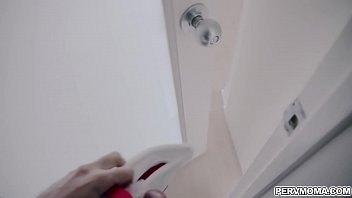 Stepson kissing his hot stepmoms milf clit in the kitchen