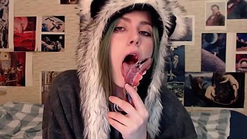 Cute girl masturbates her wet pussy and cum to warm up