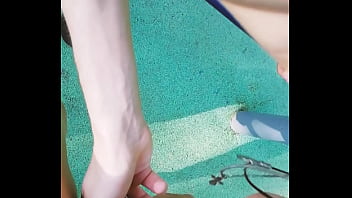 Boys blowjob on the workout area in a public park