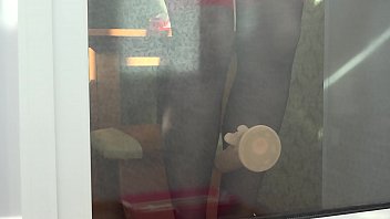 Slim milf masturbates outside the window. Juicy butt doggy style and foot fetish in stockings.