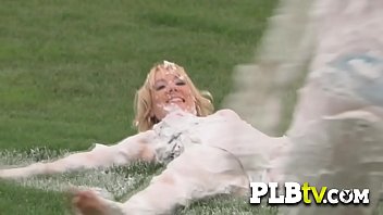 Naughty swinger babes fucking in front of an amateur Asian couple