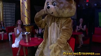 Bachelorettes sucking cocks at a wild CFNM stripper party