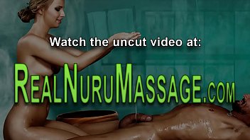 Nuru drenched busty milf masseuse gets banged