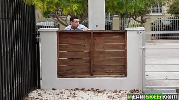 Big tis teen Alina Belle slurping the sutds big cock while playing with her Latina pussy