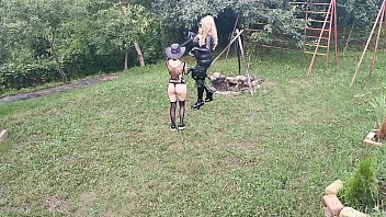 training for blonde TV TS cunt by sexy goth domina pt2 HD