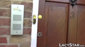 Blonde Lacey Starr riding grandpa dick before cum on tits