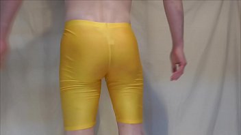 Oiled Yellow Lycra Rip-Out - LycraAirfucker
