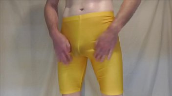 Oiled Yellow Lycra Rip-Out - LycraAirfucker