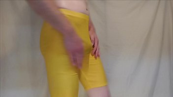 Oiled Yellow Lycra Rip-Out - LycraAirfucker