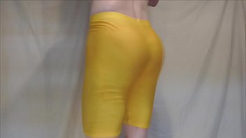 Oiled Yellow Lycra Rip-Out - LycraAirfucker