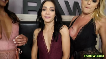 Six Shemales Gangbang A Poor Guy