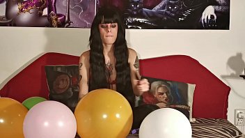 Baloon blowing &amp_ popping by teen girl pt2 HD