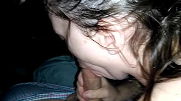 Prostitute eagerly sucks penis