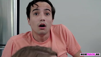 MILF gives stepson a double BJ with stepdaughter