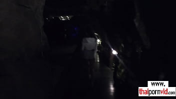 Asian teen girlfriend gives boyfriend an oiled handjob
