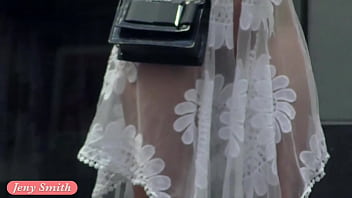 Funk City - Jeny Smith walks in public in transparent dress without panties
