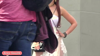 Funk City - Jeny Smith walks in public in transparent dress without panties