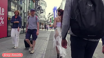 Funk City - Jeny Smith walks in public in transparent dress without panties
