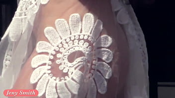 Funk City - Jeny Smith walks in public in transparent dress without panties