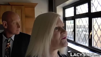 Curvy blonde GILF receives facial after riding him hard