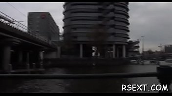 Gorgeous puts condom on rod and gives hot blowjob