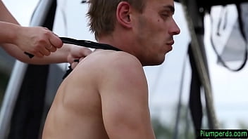 Dominant bbw duo pleasured by submissive