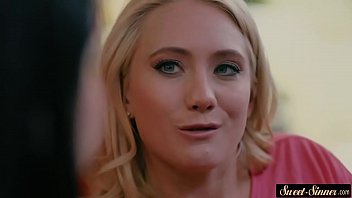 MILF and teen sucking cock in taboo threeway