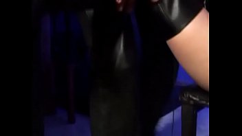 Masked bitch in leather slammed by horny man