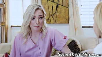 Young bimbo seduces busty lesbian doctor and licks her twat