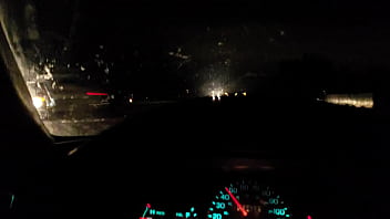 Voyeur by road and driving naked with soft cock and sexy body