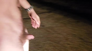 Voyeur by road and driving naked with soft cock and sexy body