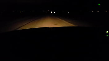 Voyeur by road and driving naked with soft cock and sexy body