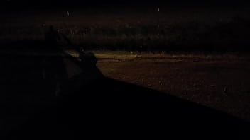 Voyeur by road and driving naked with soft cock and sexy body