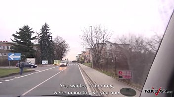 Nasty secretary convinced by handsome dude to fuck tight pussy in van