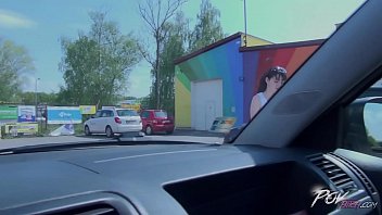 Horny in car fucked brunette got huge creampie