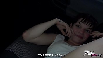 Horny in car fucked brunette got huge creampie