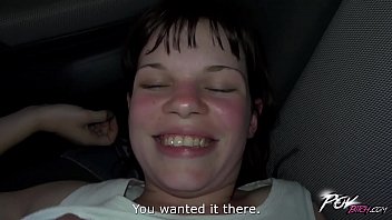 Horny in car fucked brunette got huge creampie