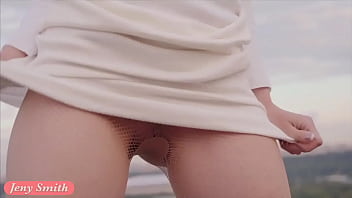 Jeny Smith fishnet pantyhose public photo set