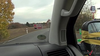 Naked blonde running thru the field rescued by horny stranger in van