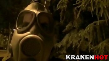 Strange BDSM video of a hot brunette showing her tits outdoor