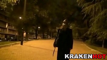 Strange BDSM video of a hot brunette showing her tits outdoor