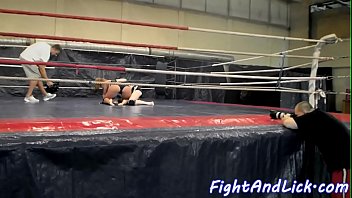 Wrestling lesbo babes enjoy their ring time