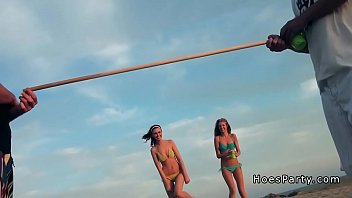 Three babes from beach to orgy party