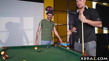 Waitress loses a game of pool and gives up her ass